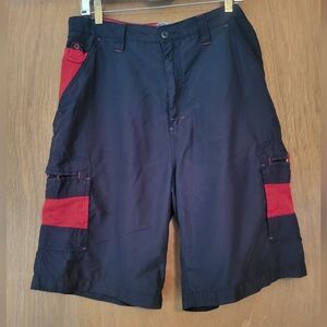 Men's Black and Red Cargo Shorts
